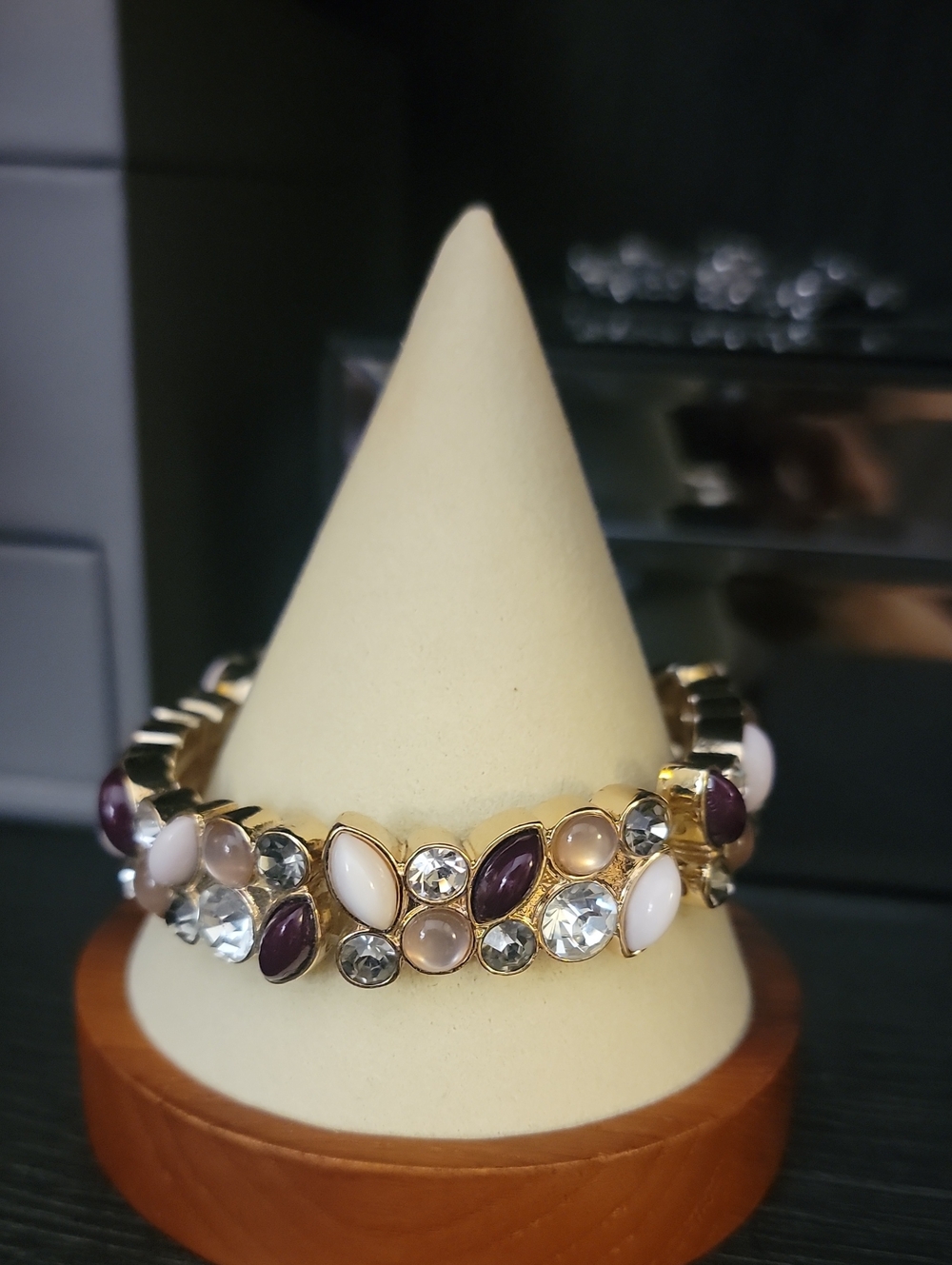 The Limited Gold-Tone Bracelet with Purple, White and Clear Stones